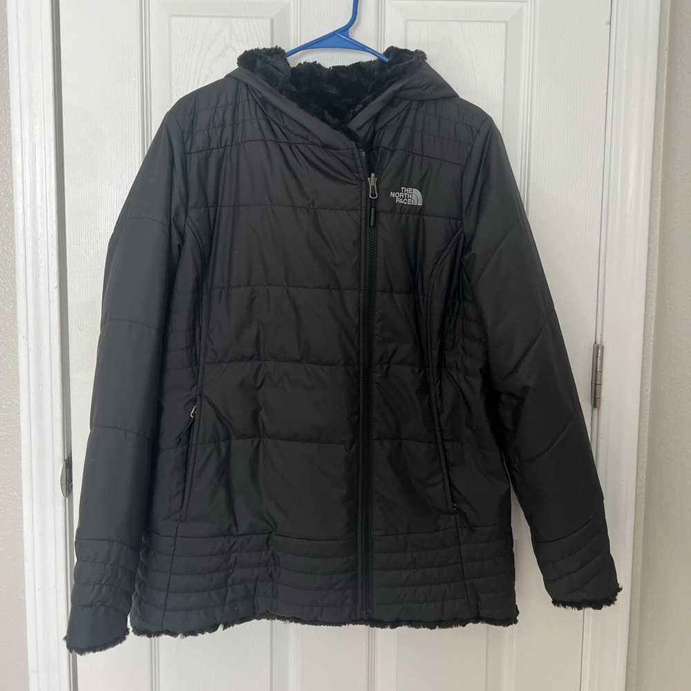 The North Face Womens Black Mossbud Swirl Parka Coat Reverse